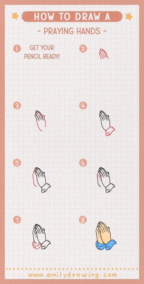 how to draw a praying hands pinterest pin
